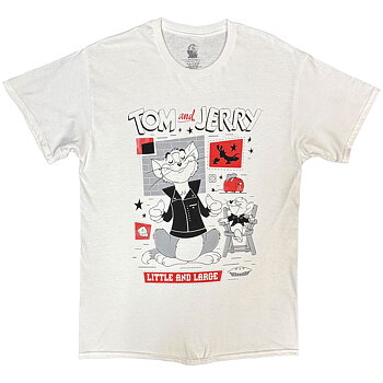 Tom & Jerry Unisex T-Shirt: Little & Large Squares (White) (Small)