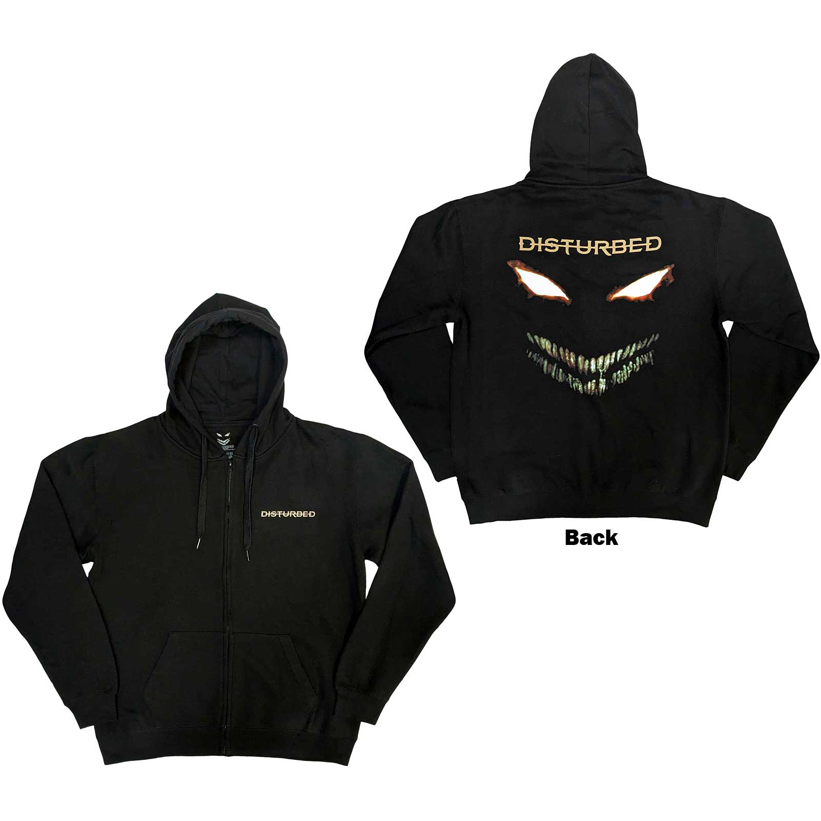Disturbed Unisex Zipped Hoodie: The Face (Back Print) (Medium)