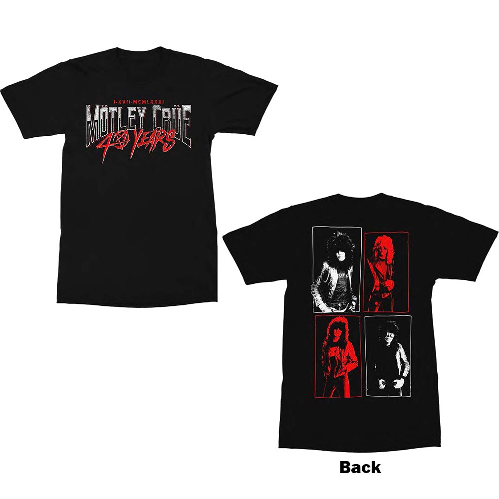 Motley Crue Unisex T-Shirt: 40 Years (Back Print) (Small)