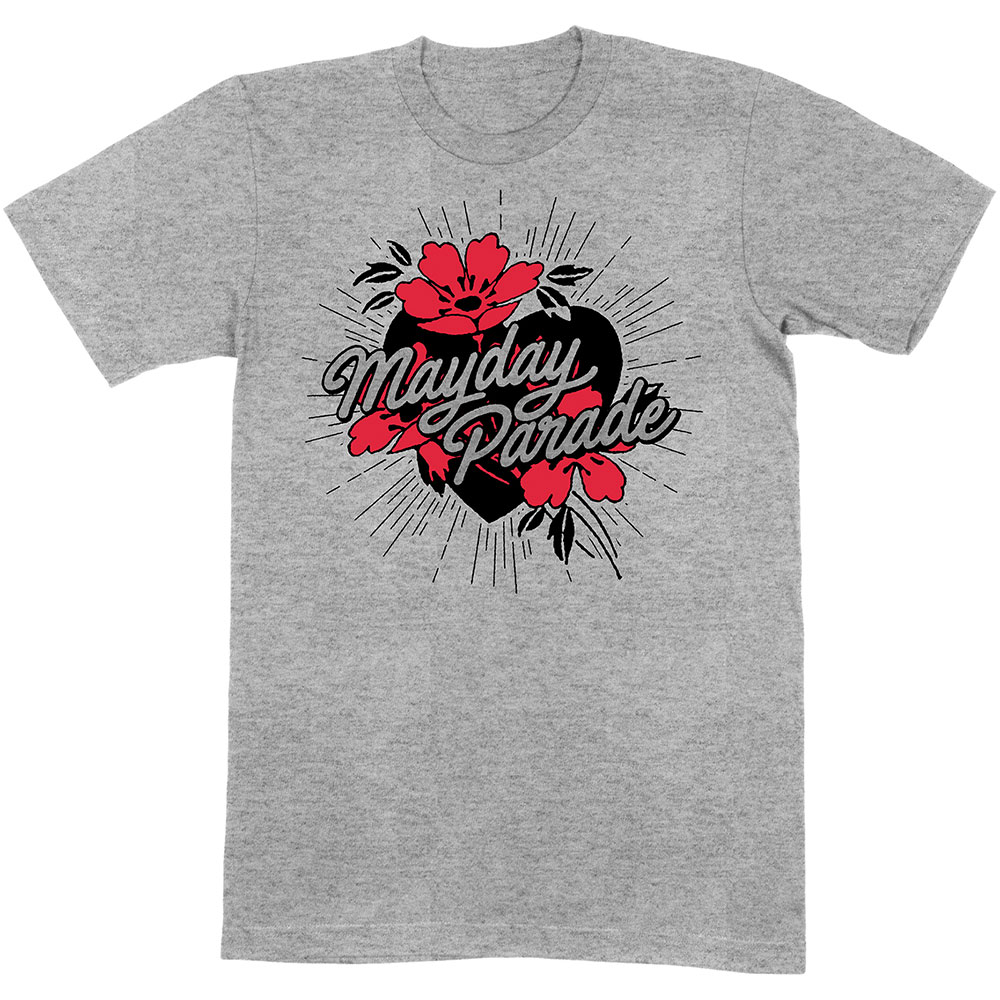 Mayday Parade Unisex T-Shirt: Heart and Flowers (Large)