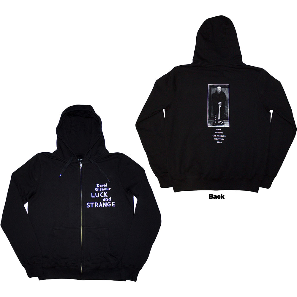 David Gilmour Unisex Pullover Hoodie: Luck & Strange Tour (Black) (Back Print & Ex-Tour) (Medium)