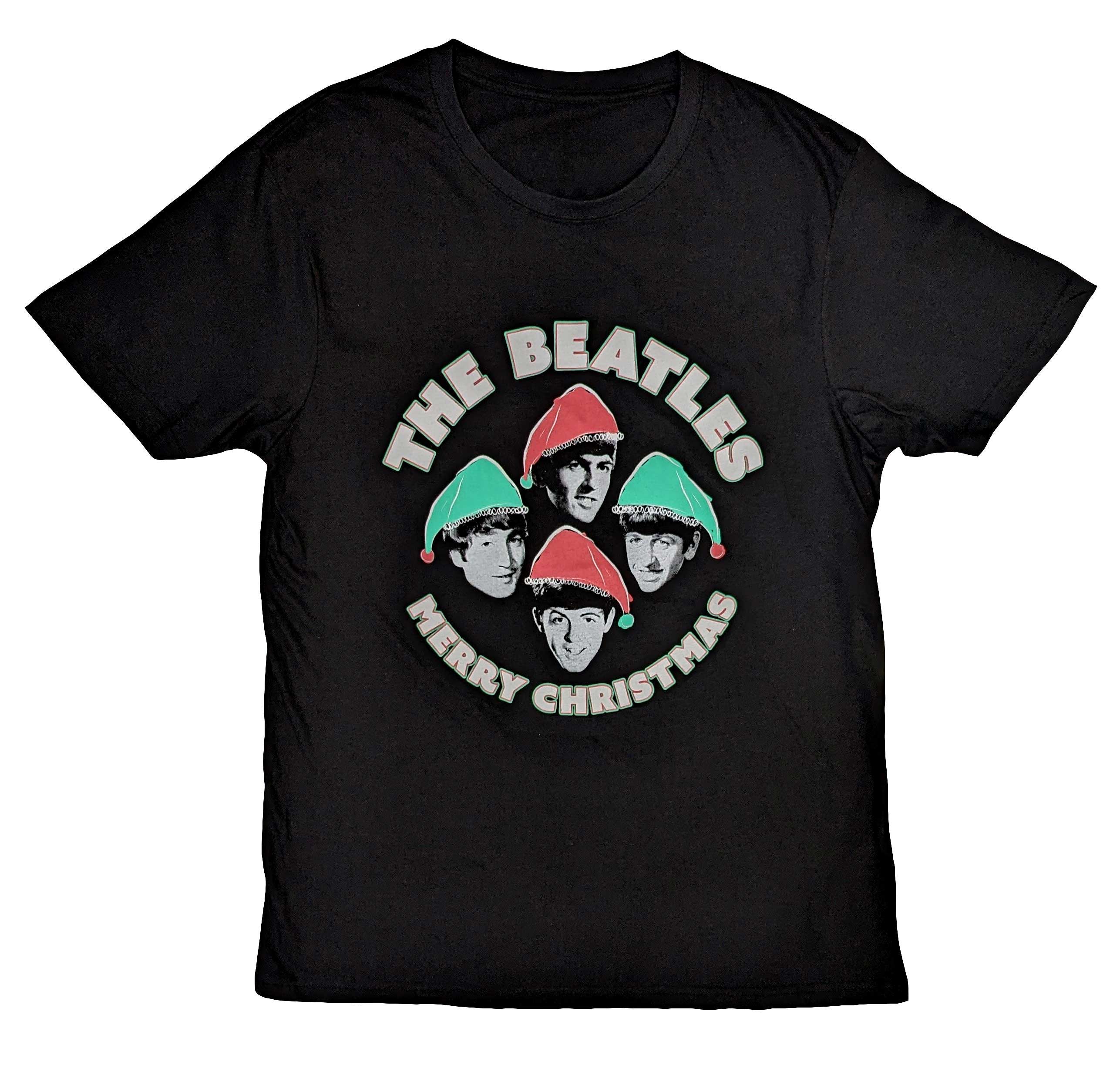 The Beatles Unisex T-Shirt: Xmas Hats (Large)