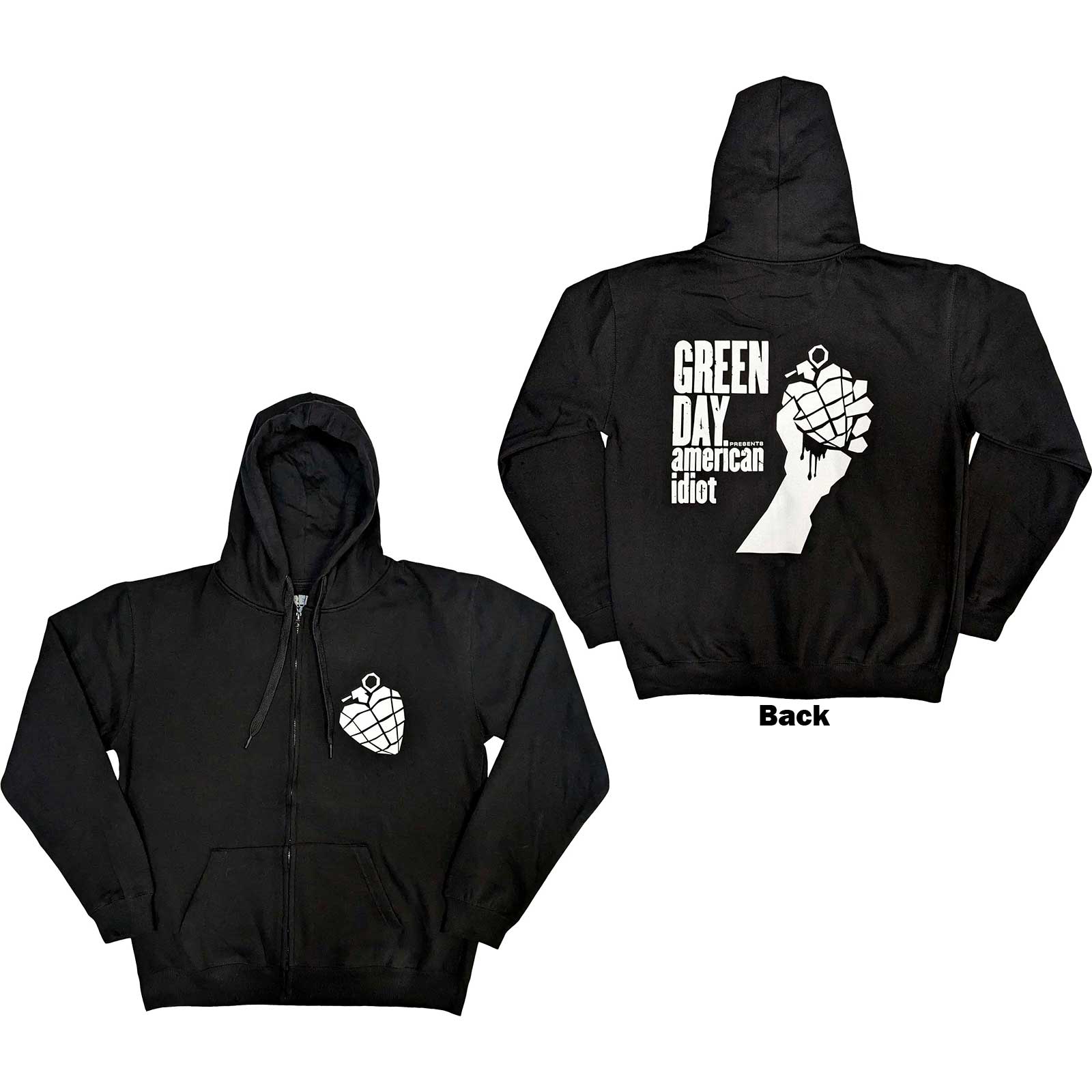 Green Day Unisex Zipped Hoodie: American Idiot The Musical (Back Print) (X-Large)