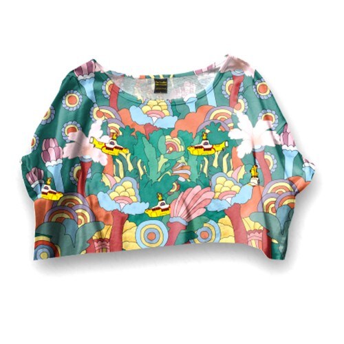 The Beatles Ladies T-Shirt: Yellow Submarine Scenery (Cropped) (X-Large)