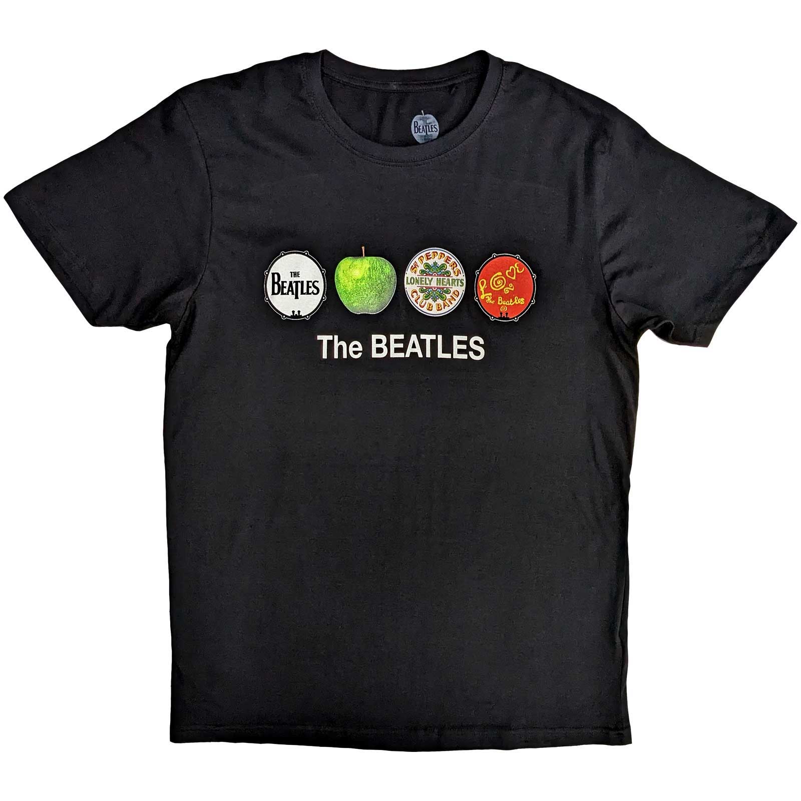 The Beatles Unisex T-Shirt: Apple & Drums (Large)