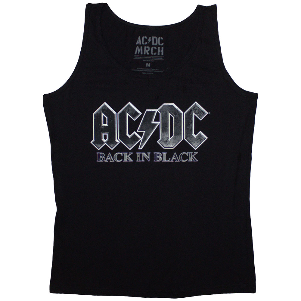 AC/DC Ladies Vest T-Shirt: Back In Black (X-Large)