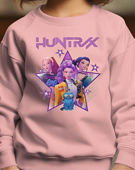 Huntrix Kpop Demon Hunters Barn Sweatshirt - Star - Rosa - Unisex