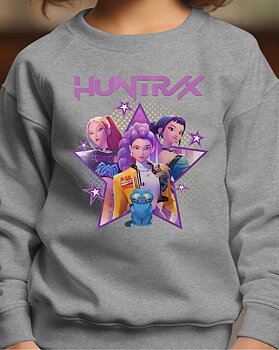 Huntrix Kpop Demon Hunters Barn Sweatshirt - Star - Grå - Unisex