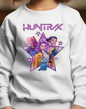 Huntrix Kpop Demon Hunters Barn Sweatshirt - Star - Vit - Unisex