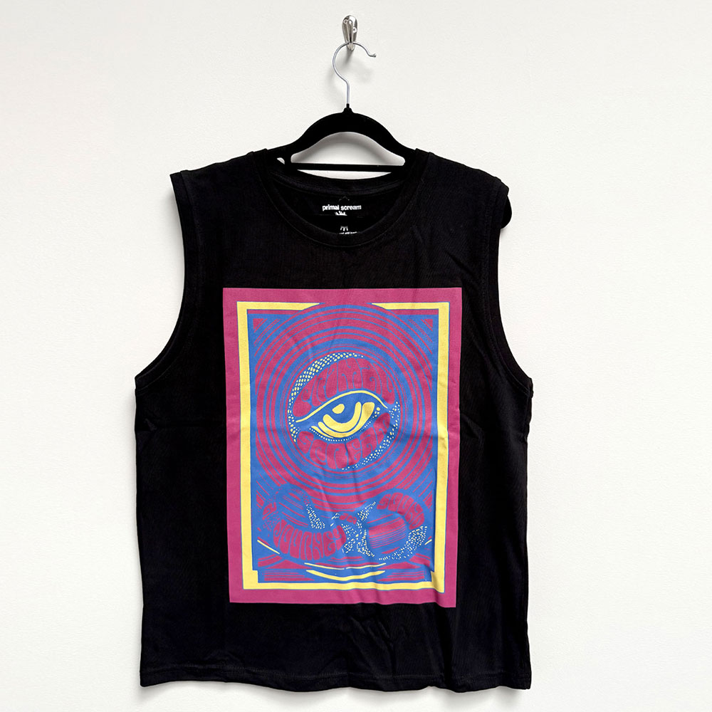 Primal Scream Unisex Tank T-Shirt: Psychedelic Eye (Black) (Small)