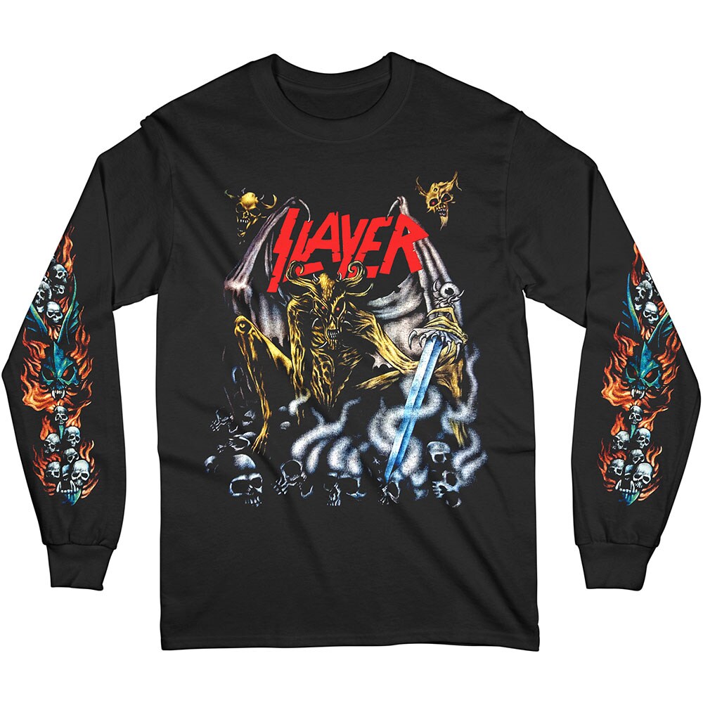 Slayer Unisex Long Sleeved T-Shirt: Airbrush Demon (Sleeve Print) (Small)