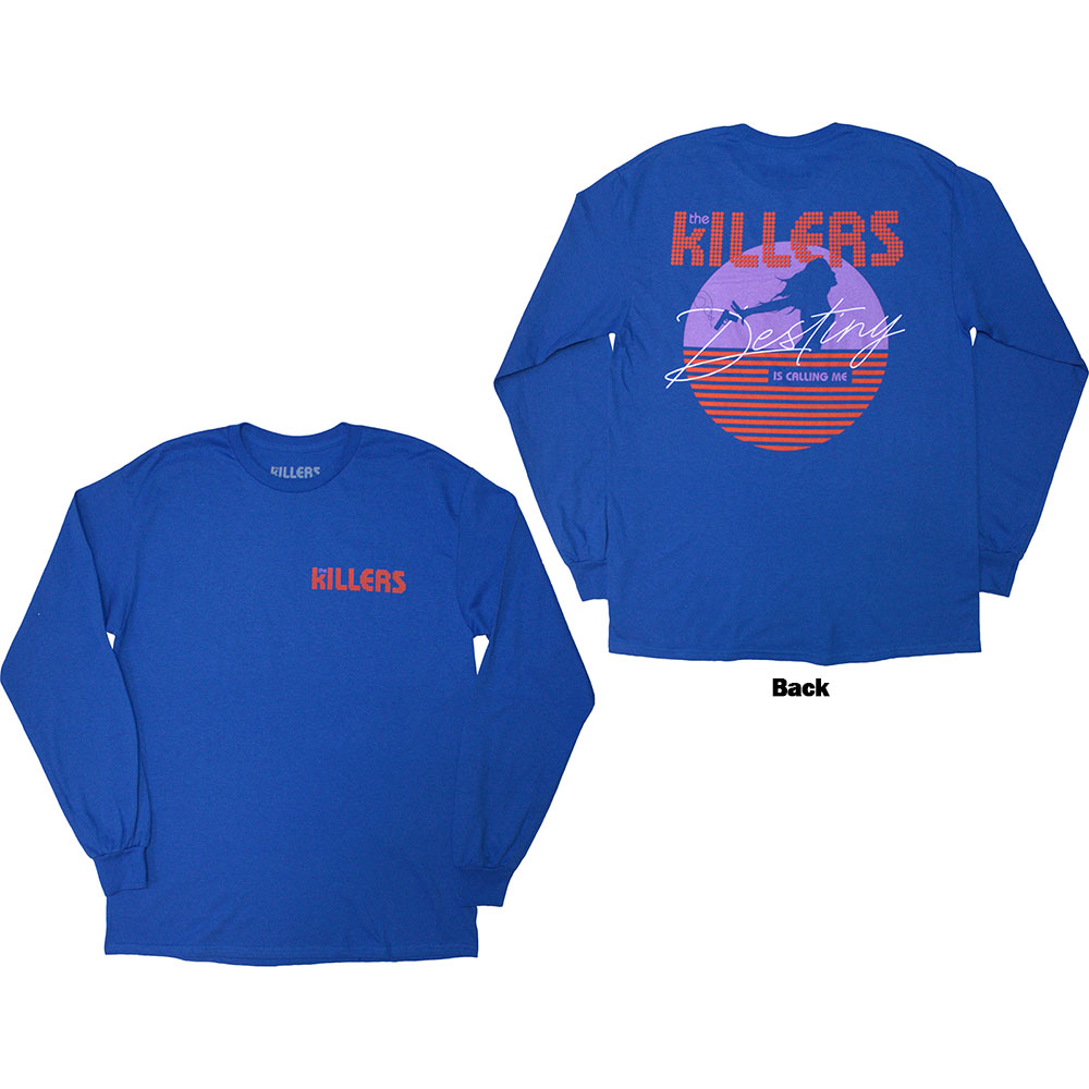 The Killers Unisex Long Sleeve T-Shirt: Tour '24 Destiny Is Calling Me (Blue) (Back Print & Ex-Tour) (XX-Large)