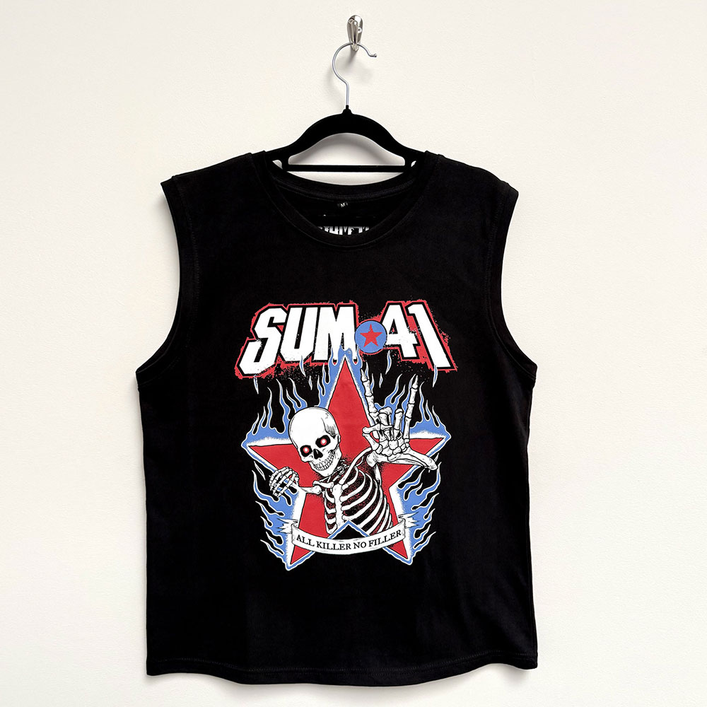 Sum 41 Unisex Tank T-Shirt: All Killer No Filler Skeleton (Black) (Small)