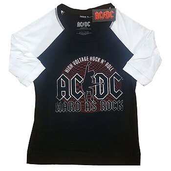 AC/DC Ladies Raglan T-Shirt: Hard As Rock (XXXX-Large)