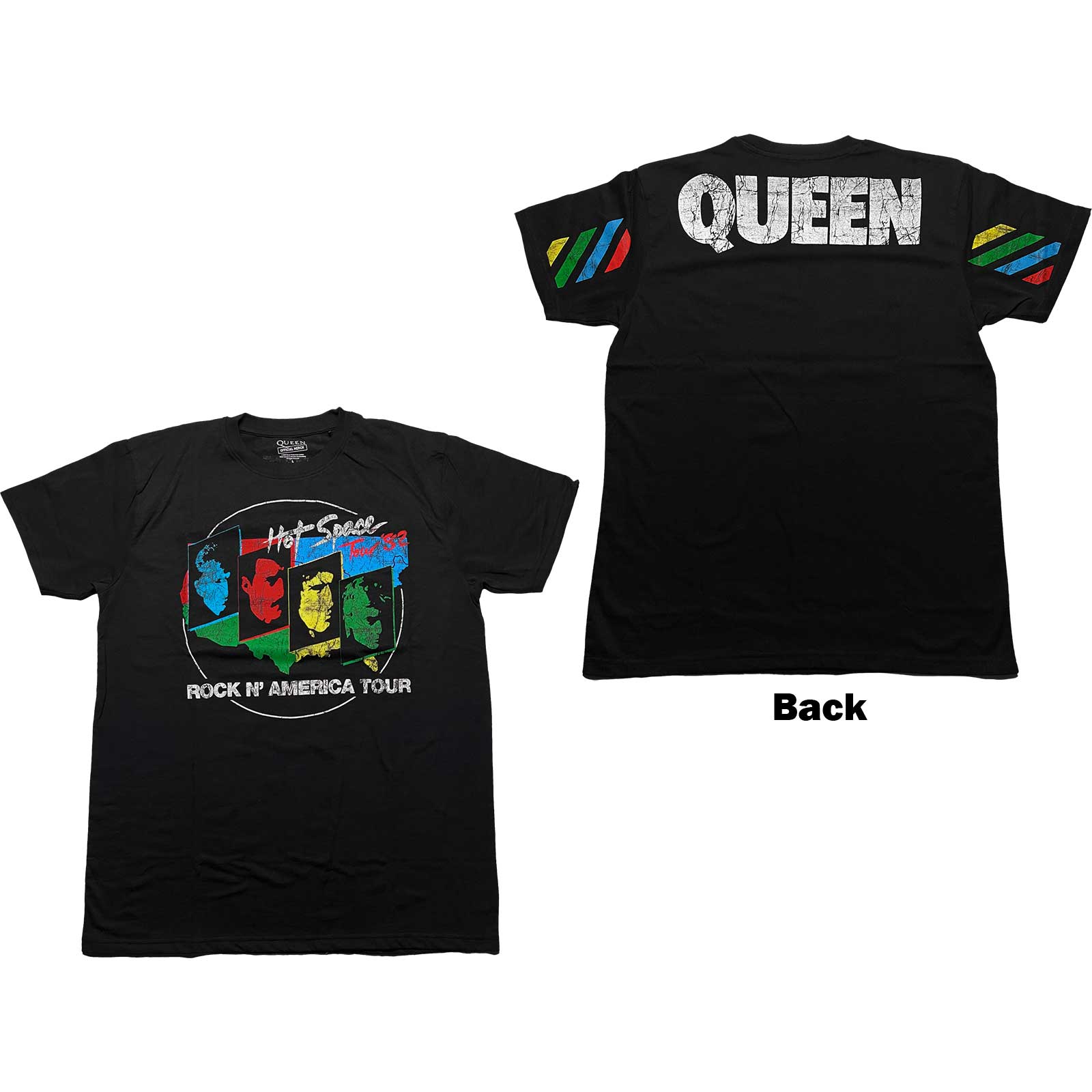 Queen Unisex T-Shirt: Hot Space Tour '82 (Back Print) (Small)