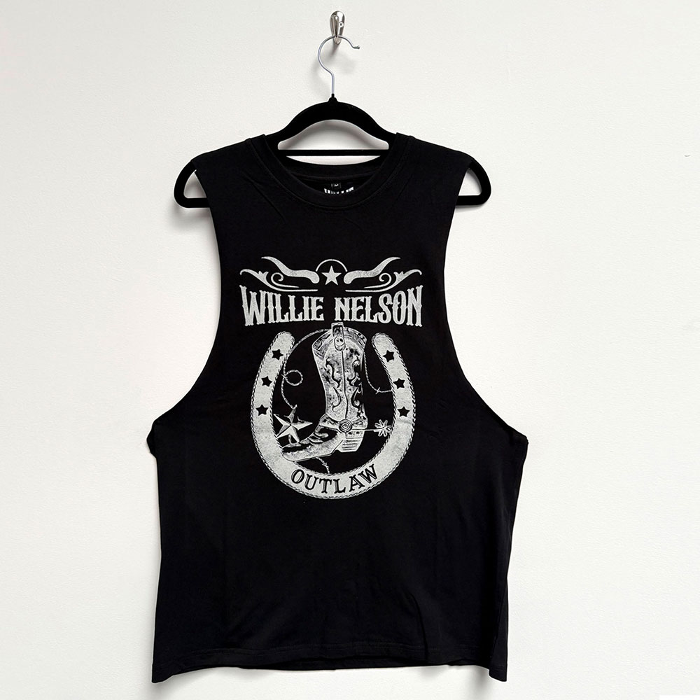 Willie Nelson Unisex Vest T-Shirt: Outlaw (Black) (Small)