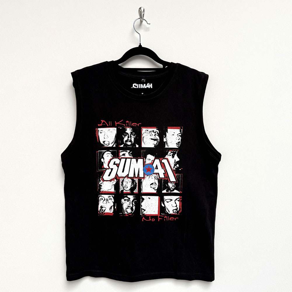 Sum 41 Unisex Tank T-Shirt: All Killer No Filler Tracklist (Black) (Back Print) (Small)
