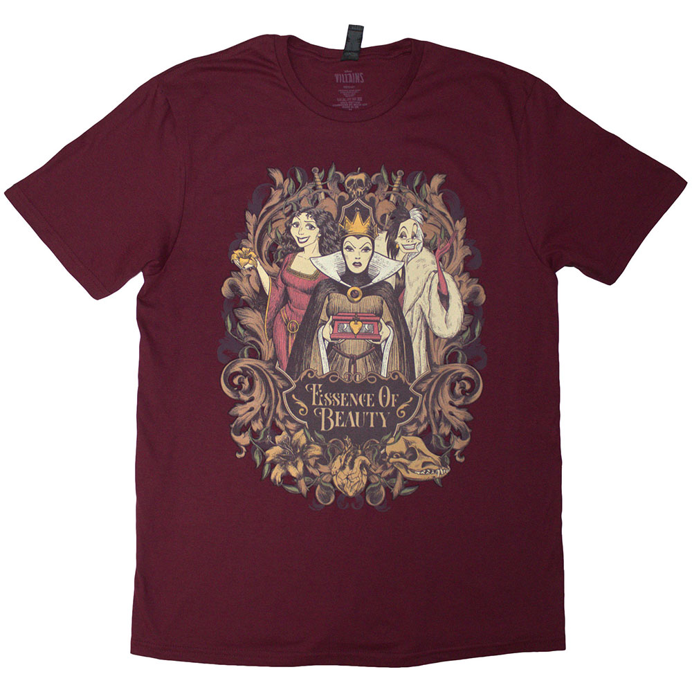Disney Unisex T-Shirt: Essence Of Beauty (Maroon Red) (Small)