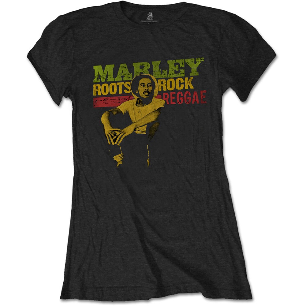 Bob Marley Ladies T-Shirt: Roots, Rock, Reggae (X-Large)