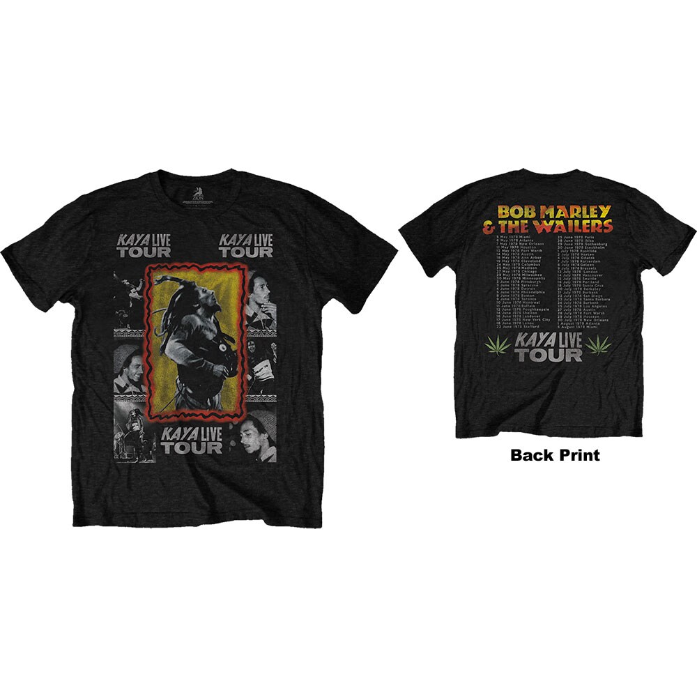 Bob Marley Unisex T-Shirt: Kaya Tour (Back Print) (Medium)
