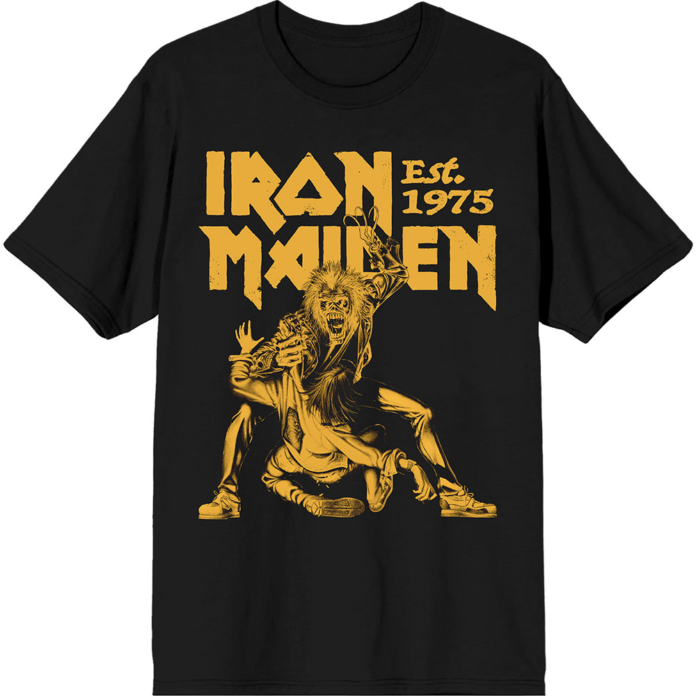 Iron Maiden Unisex T-Shirt: Est. 1975 Claw Yellow Graphic (Black) (Small)