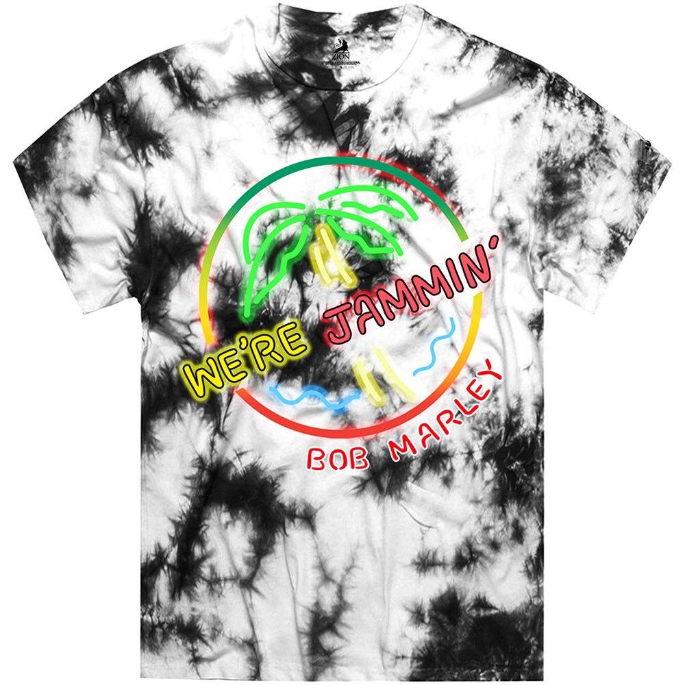 Bob Marley Unisex T-Shirt: Neon Sign (Dip-Dye) (Small)