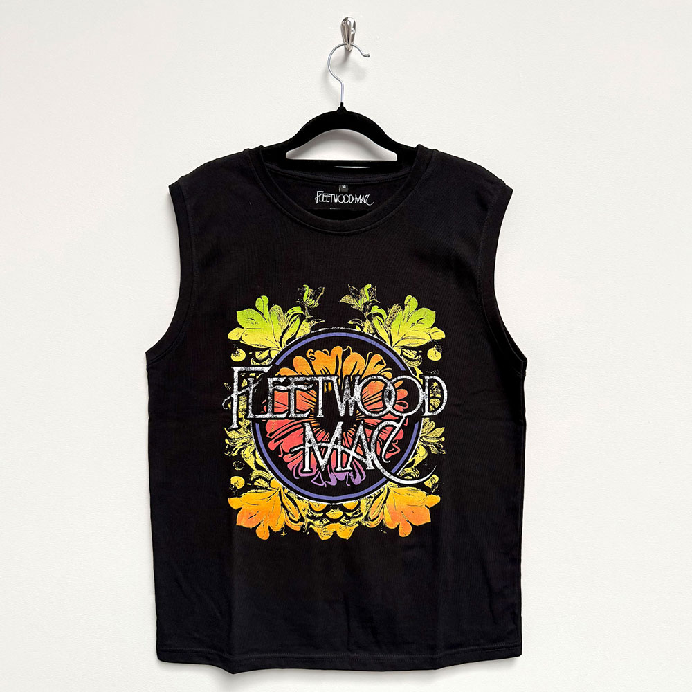 Fleetwood Mac Unisex Tank T-Shirt: Circle Floral Logo (Black) (Large)