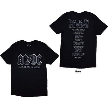 AC/DC Unisex T-Shirt: Back In Black PWR-UP EU Tour '24 (Back Print & Ex-Tour) (XXX-Large)
