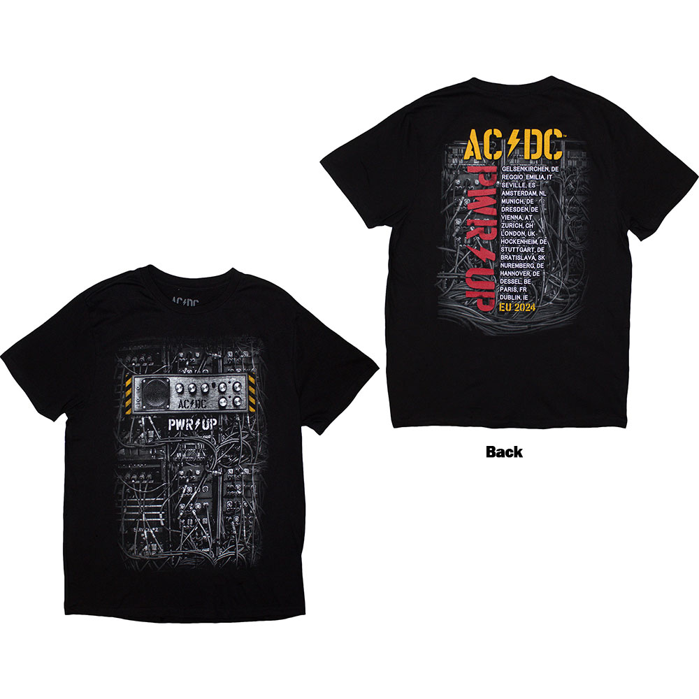AC/DC Unisex T-Shirt: Control Wires PWR-UP EU Tour '24 (Back Print & Ex-Tour) (Small)