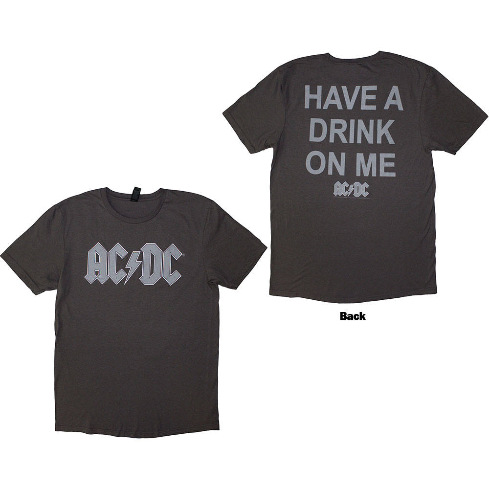 AC/DC Unisex T-Shirt: Have A Drink On Me (Back Print) (Medium)