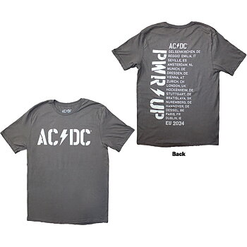 AC/DC Unisex T-Shirt: Logo PWR-UP EU Tour '24 (Back Print & Ex-Tour) (Small)