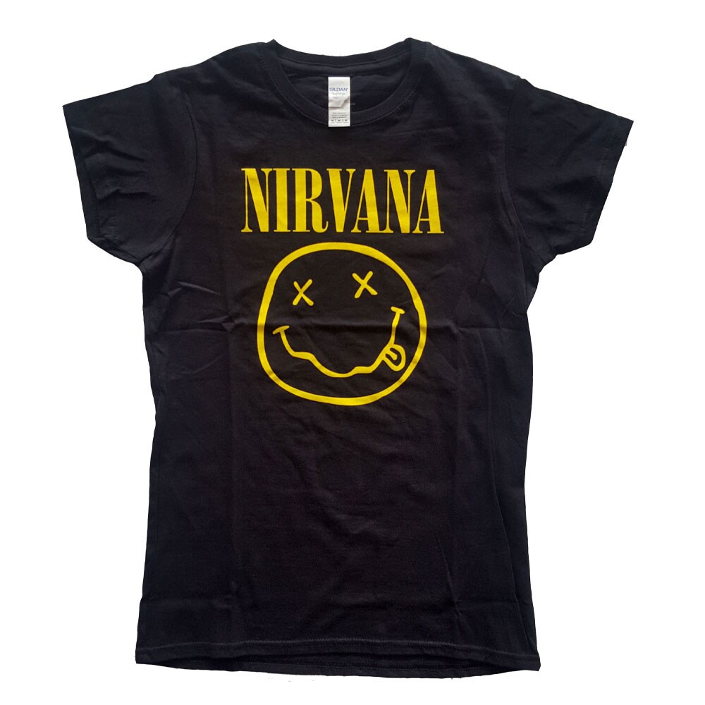 Nirvana Ladies T-Shirt: Yellow Smiley (Small)