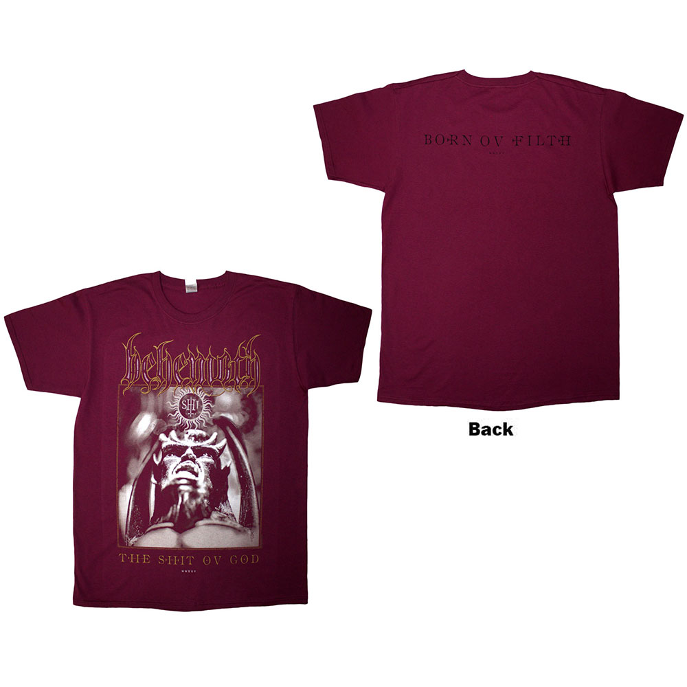 Behemoth Unisex T-Shirt: The Shit Ov God Cover (Red) (Back Print) (Small)