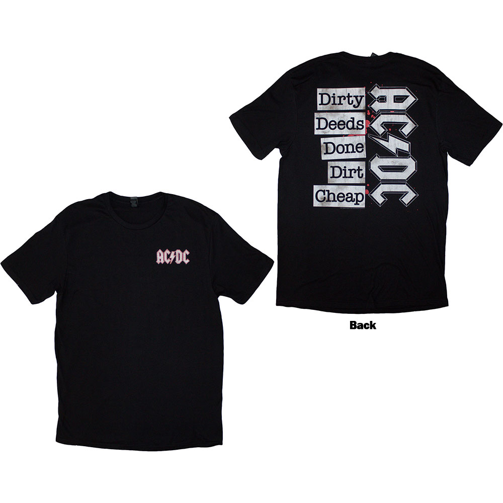 AC/DC Unisex T-Shirt: Mini Logo / Dirty Deeds (Back Print) (Medium)