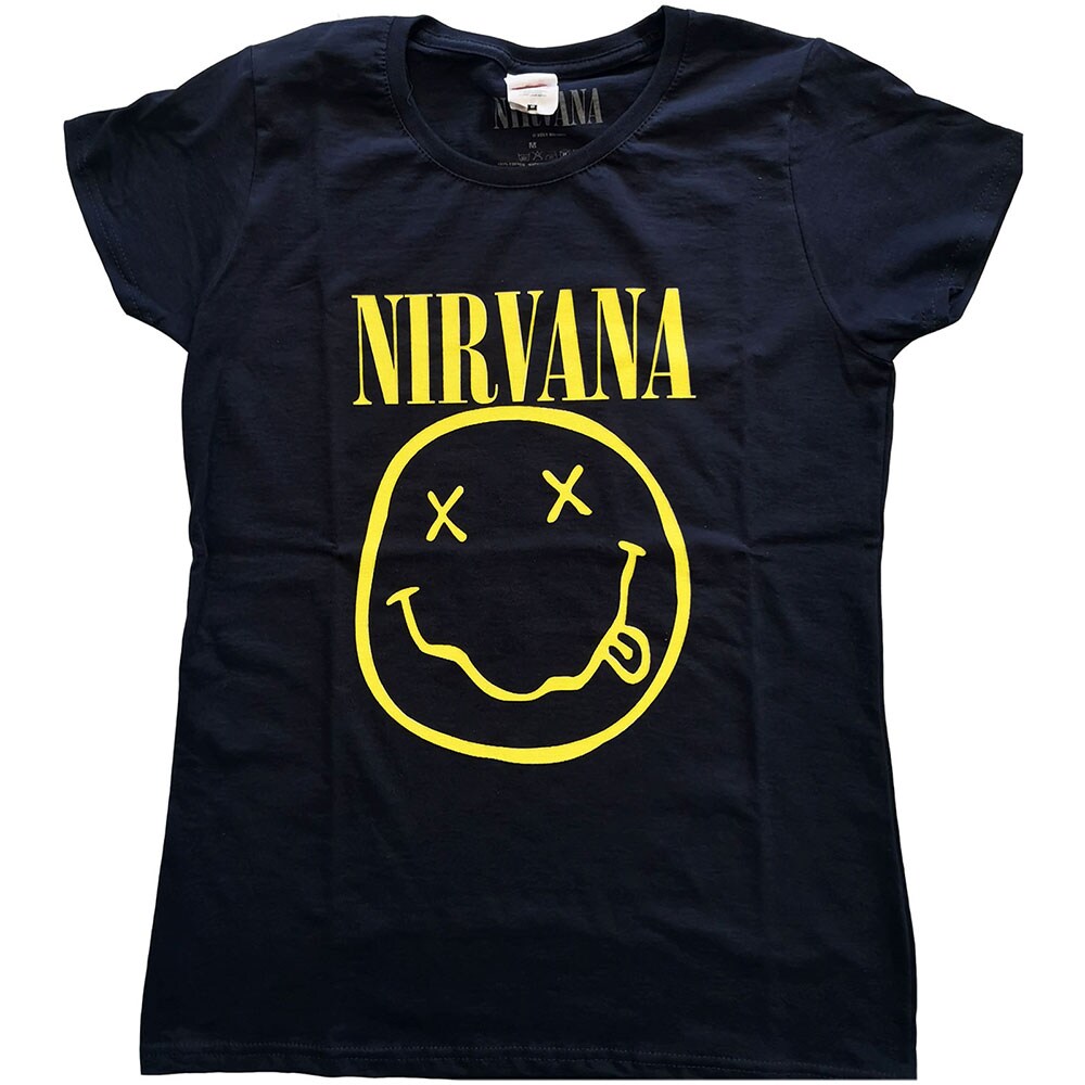 Nirvana Ladies T-Shirt: Yellow Smiley (X-Large)
