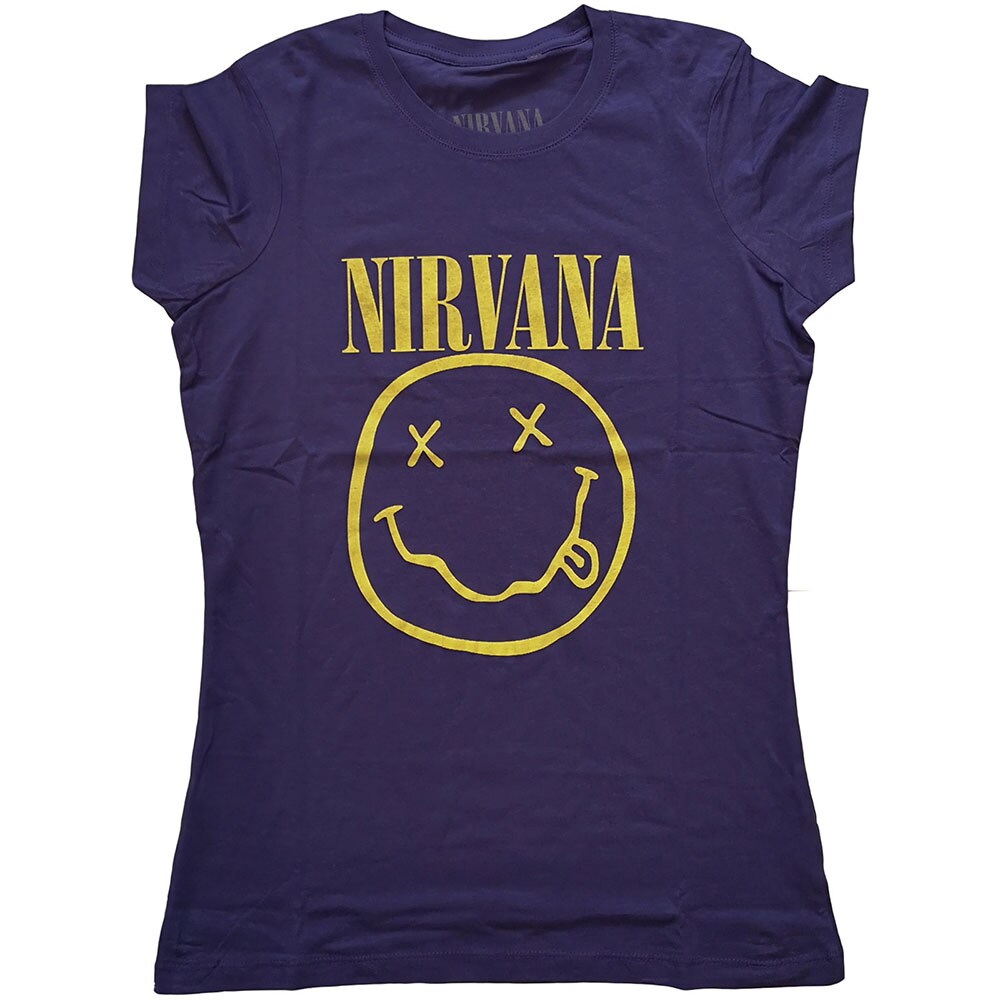 Nirvana Ladies T-Shirt: Yellow Smiley (Large)