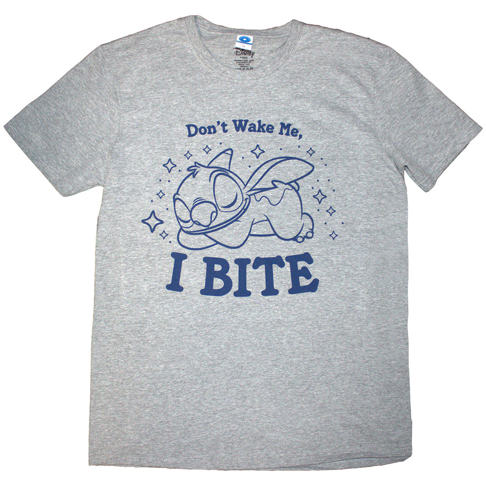 Disney Unisex T-Shirt: Lilo & Stitch Stitch - I Bite (Grey) (Medium)