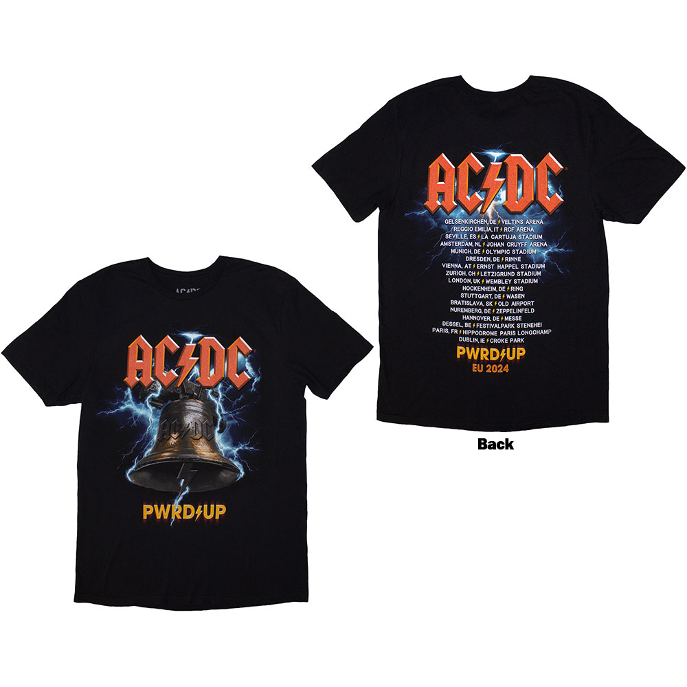AC/DC Unisex T-Shirt: PWRD-UP In Rock We Trust (Back Print & Ex-Tour) (XXX-Large)