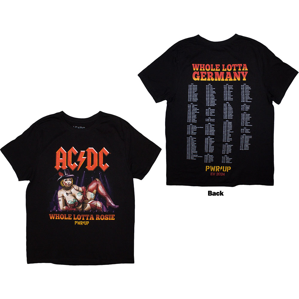 AC/DC Unisex T-Shirt: Whole Lotta Germany PWR-UP EU Tour '24 (Back Print & Ex-Tour) (XXX-Large)
