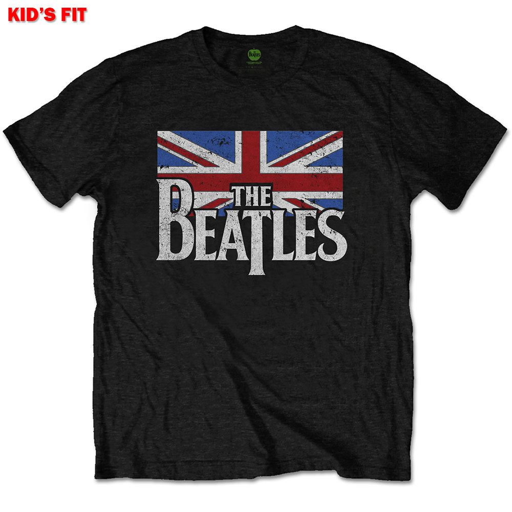 The Beatles Kids T-Shirt: Dop T Logo & Vintage Flag (5-6 Years)