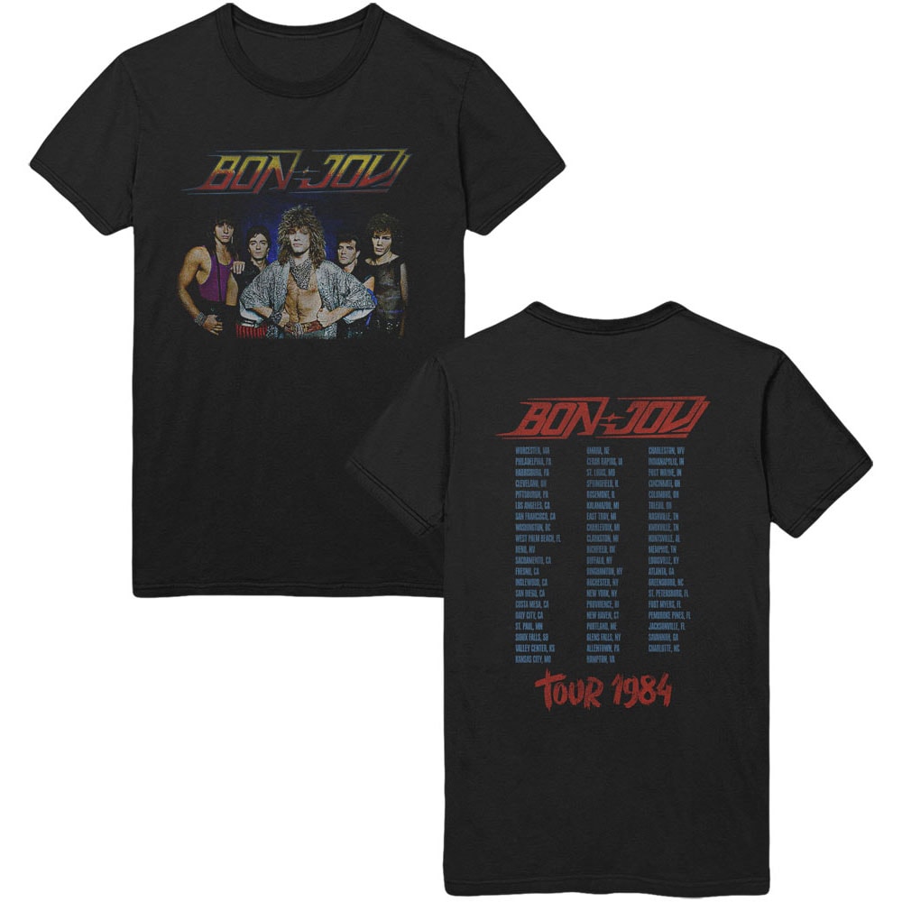 Bon Jovi Unisex T-Shirt: Tour '84 (Back Print) (Small)