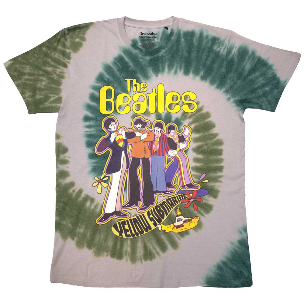 The Beatles Unisex T-Shirt: Yellow Submarine Band In Line (Wash Collection) (Large)