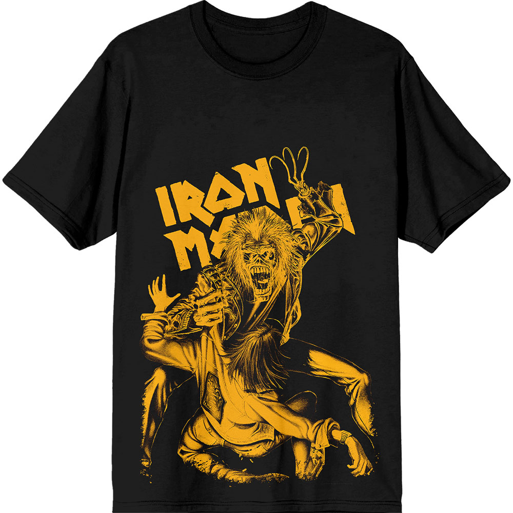 Iron Maiden Unisex T-Shirt: No Prayer Claw Jumbo Yellow (Black) (Medium)