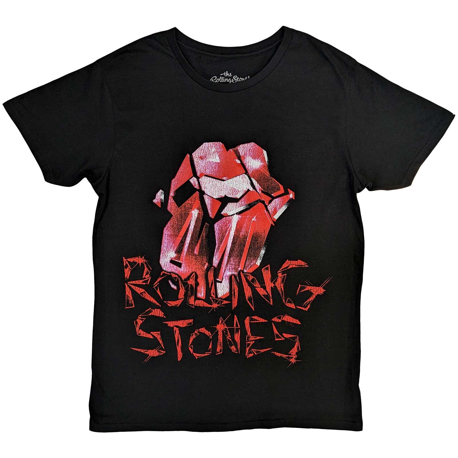 The Rolling Stones Unisex T-Shirt: Hackney Diamonds Cracked Glass Tongue (Large)