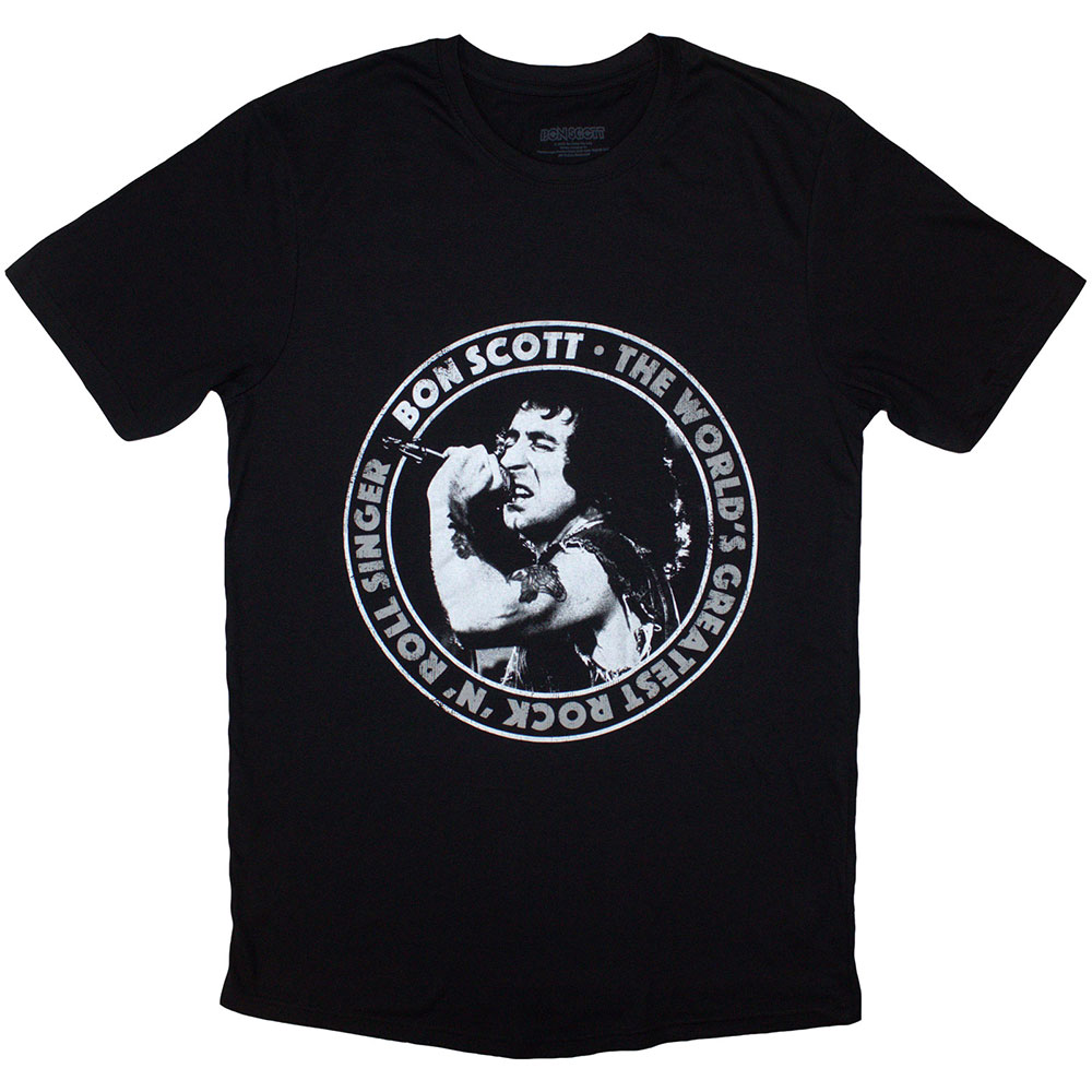 Bon Scott Unisex T-Shirt: World's Greatest RnR Singer (Small)