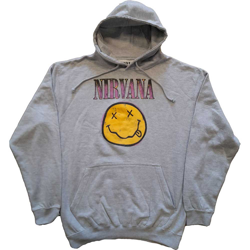 Nirvana Unisex Pullover Hoodie: Xerox Smiley Pink (X-Large)