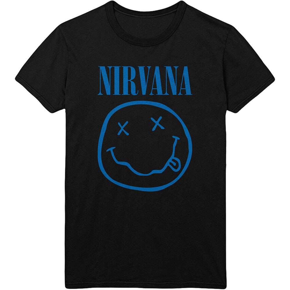 Nirvana Unisex T-Shirt: Blue Smiley (X-Large)