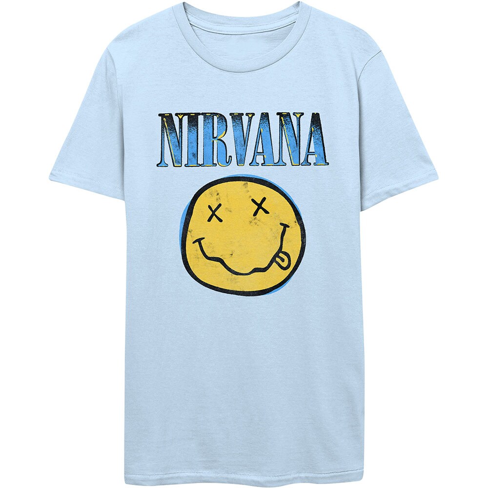 Nirvana Unisex T-Shirt: Xerox Smiley Blue (Medium)
