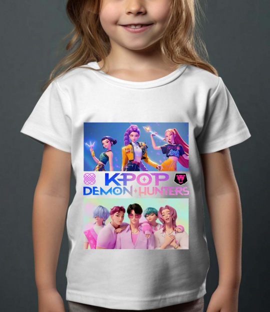 Huntrix Kpop Demon Hunters barn t-shirt: "Huntrix Girls & Saja Boys" - finns i flera färger - storlek 3-14 år