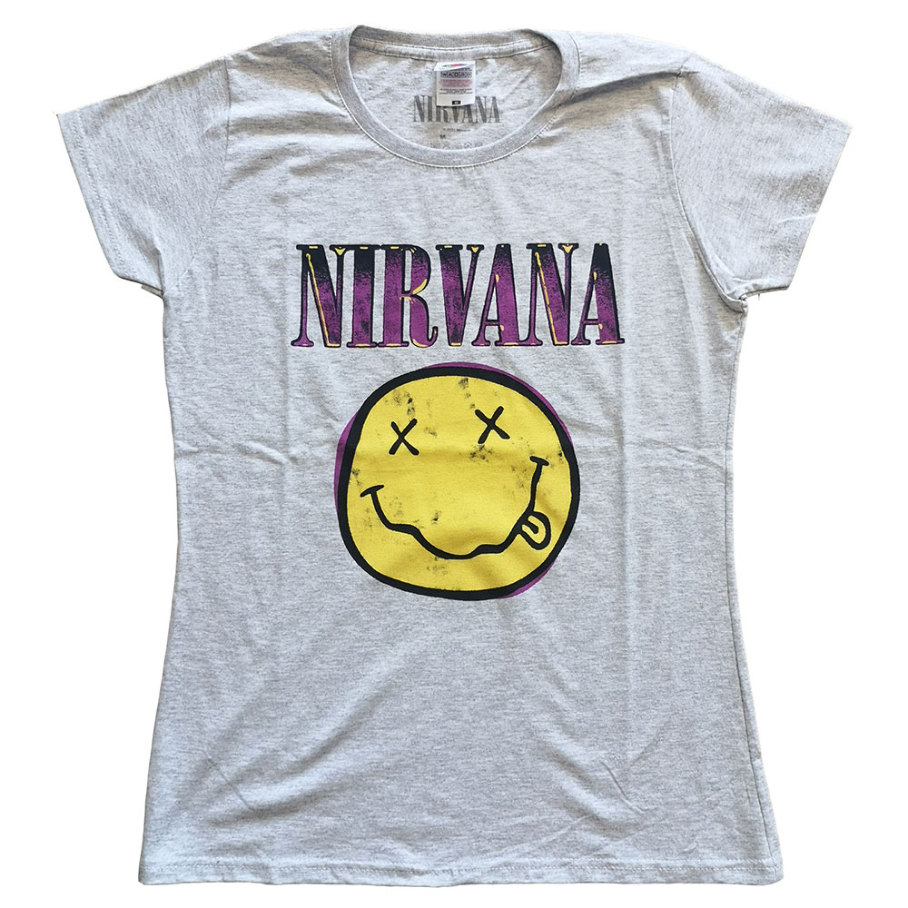Nirvana Ladies T-Shirt: Xerox Smiley 